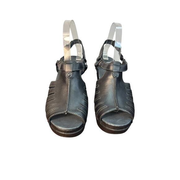 Dansko Randa Black Leather Slingback Heels Clogs Open Toe 39 - Picture 2 of 7